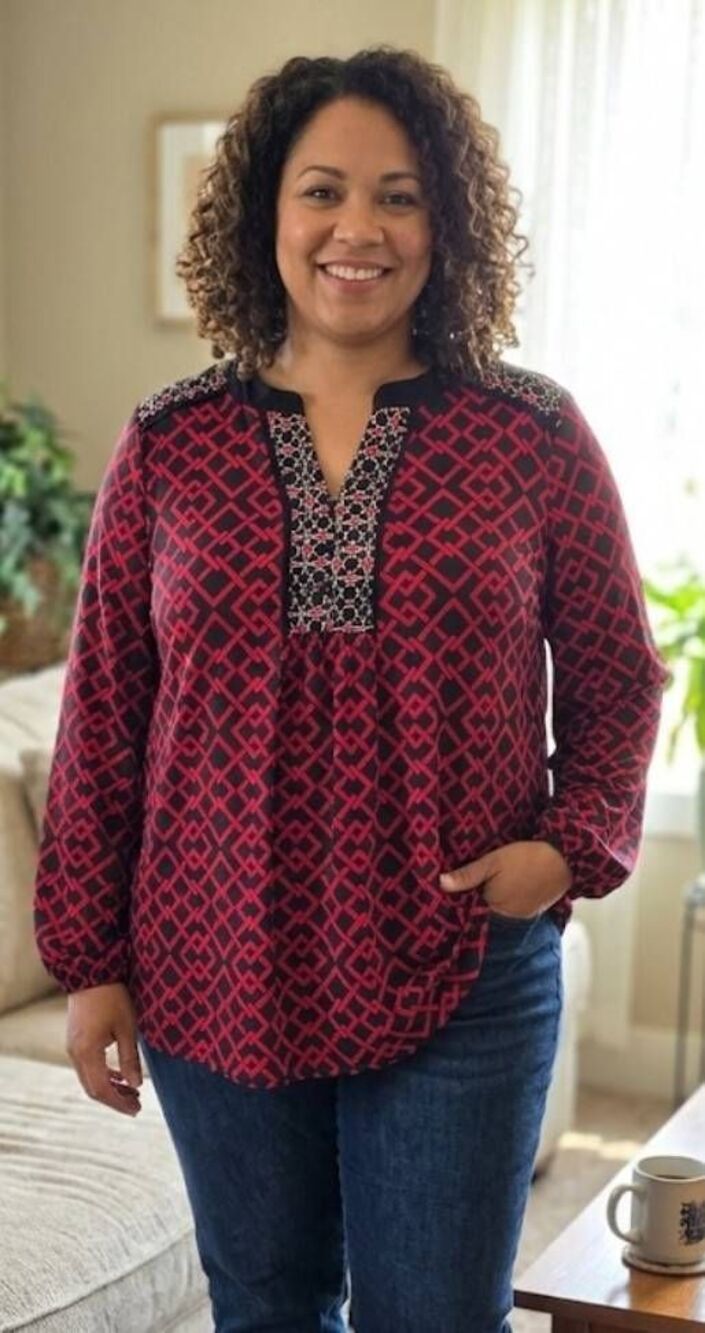 New Directions Woman Top Sz 2X Red Black